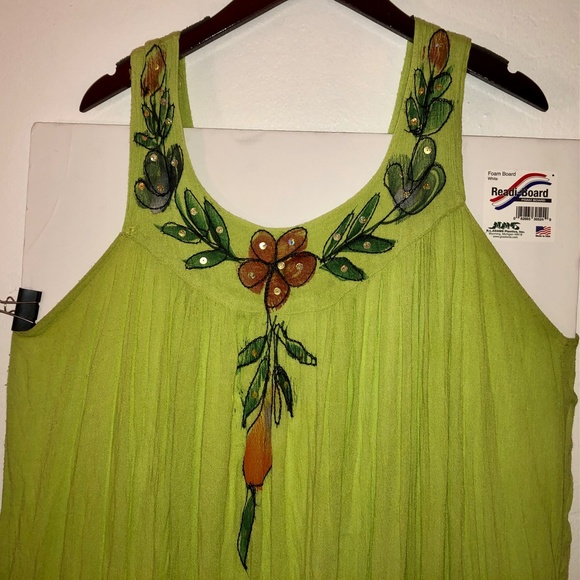 Lime green floral maxi sleeveless dress - Picture 2 of 12